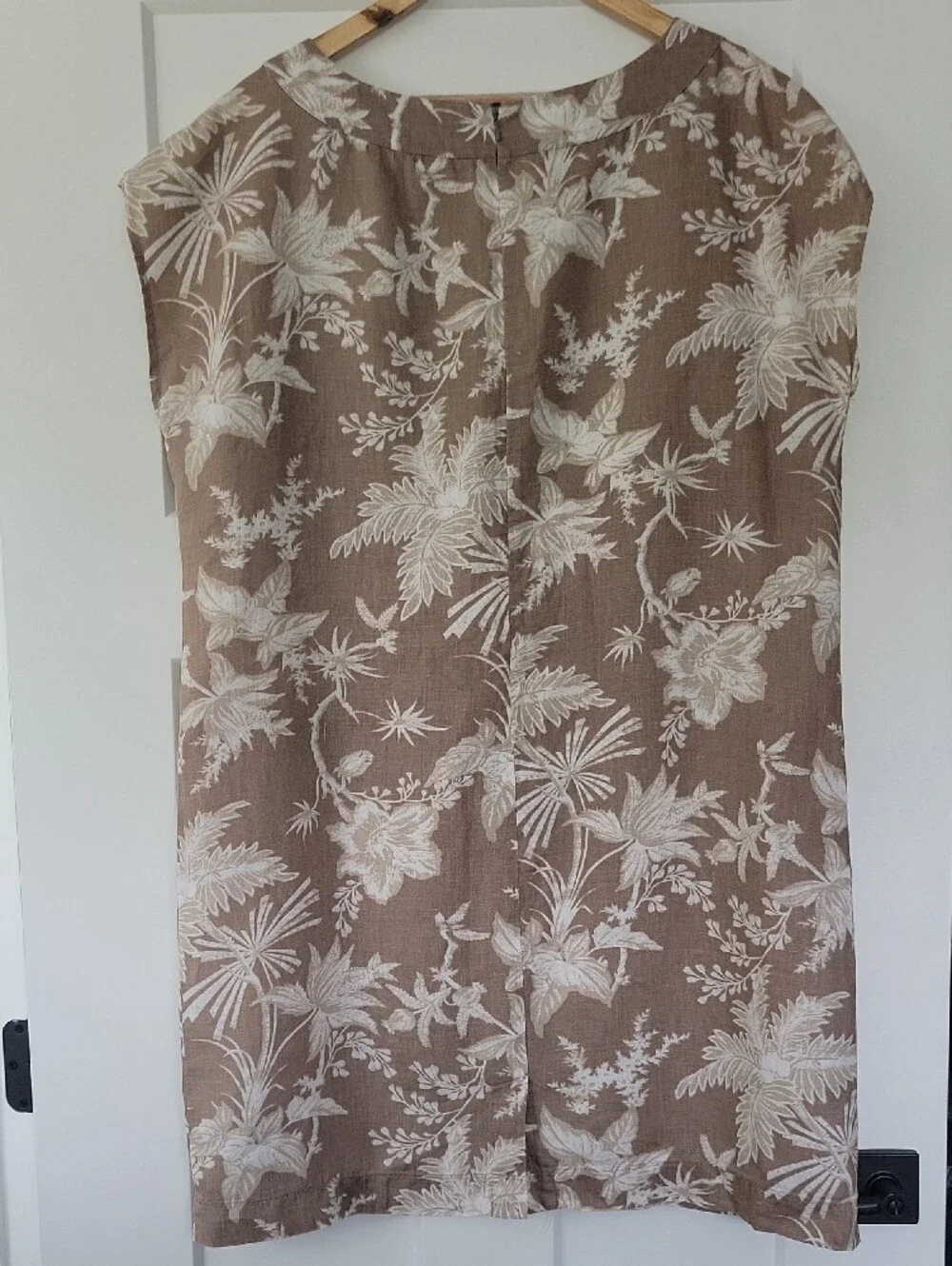 J. Jill Linen Taupe Tropical Print Midi Dress - Picture 5 of 7